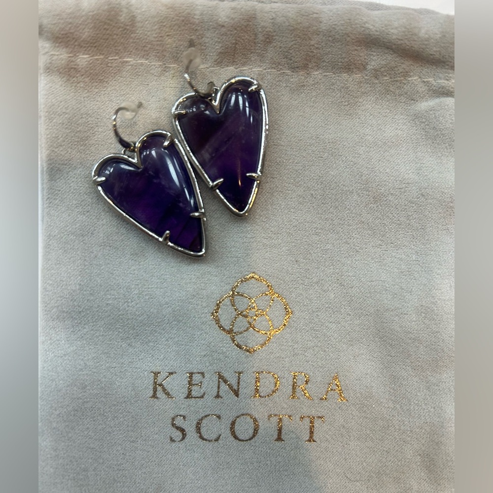 Kendra Scott Amethyst Heart Earrings